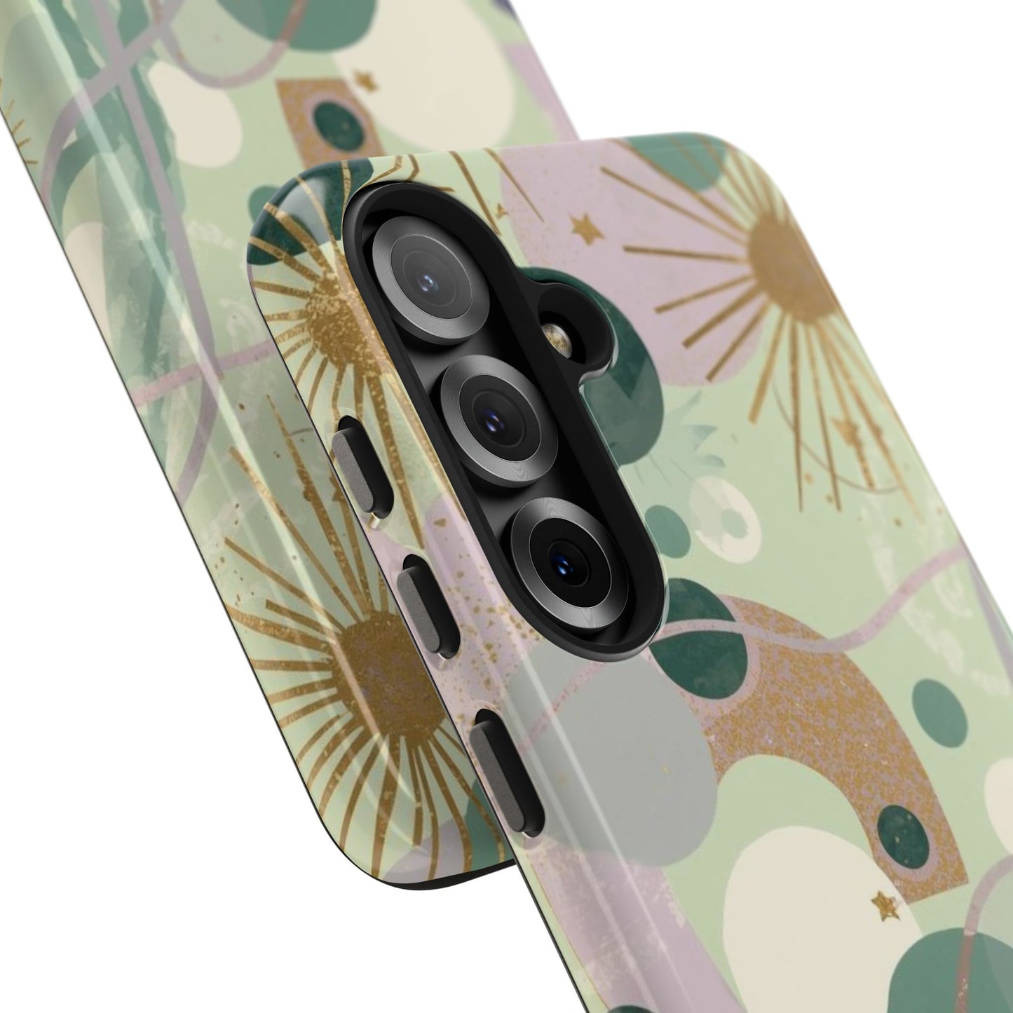 Dopamine Fun Abstract Celestial Pattern Samsung Phone Case | Green Gold Stars - You're My Kind of Weird
