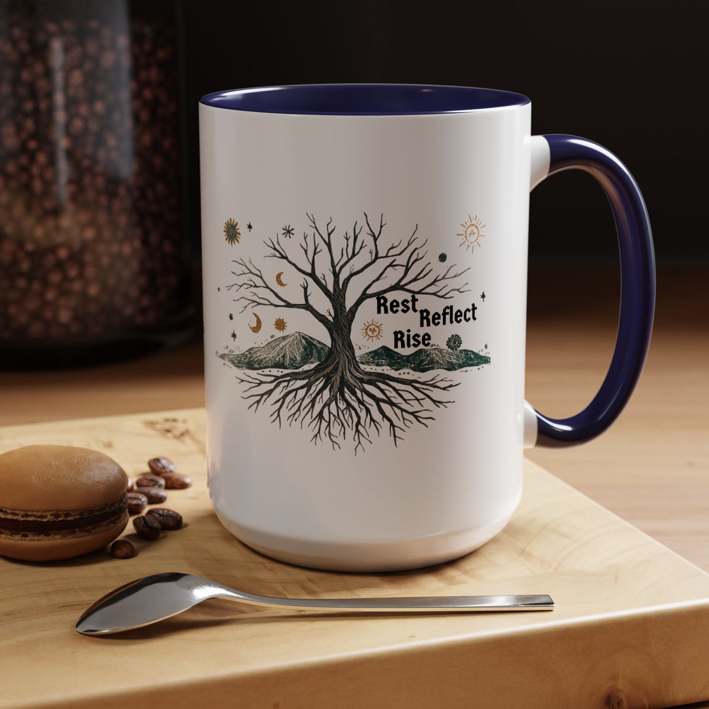 Inspirational Accent Coffee Mug, Motivational Mug, Nature Coffee Cup, Gift for Mindfulness, Rest Reflect Rise Mug - You're My Kind of Weird