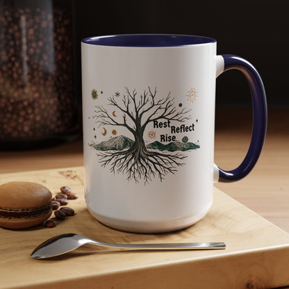 Inspirational Accent Coffee Mug, Motivational Mug, Nature Coffee Cup, Gift for Mindfulness, Rest Reflect Rise Mug - You're My Kind of Weird