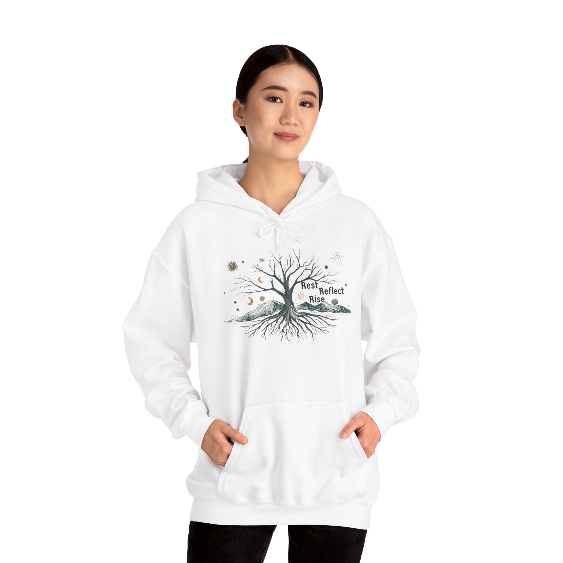 Rest. Reflect. Rise. Hoodie | Cozy Winter Solstice Sweatshirt - You're My Kind of Weird