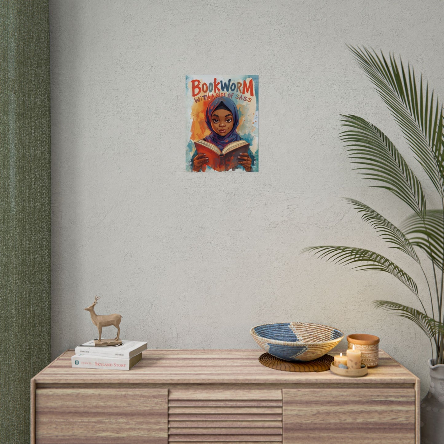 Bookworm with a Side of Sass Poster, Literary Decor, Book Lover Gift, Quirky Wall Art, Reader's Inspiration, Fun Home Decor