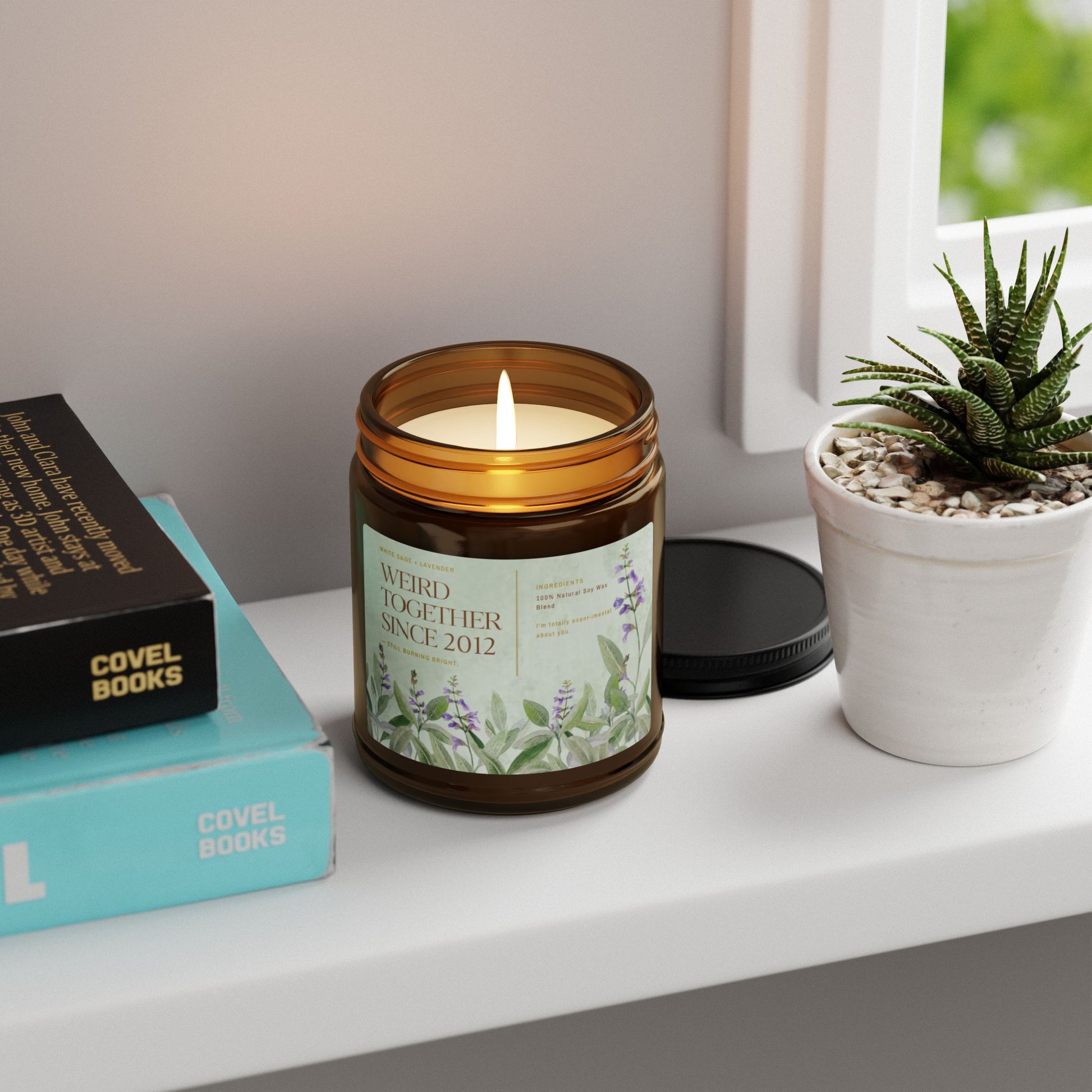 Weird Together Since [Custom Year] Herb Garden Lavender Label Candle amber jar | Soy Candle - You're My Kind of Weird