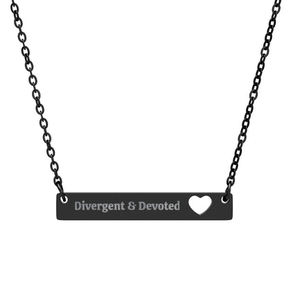 Divergent & Devoted Engraved Heart Bar Necklace