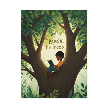 I read in the Trees Poster, Literary Decor, Book Lover Gift, Quirky Wall Art, Reader's Inspiration, Fun Home Decor