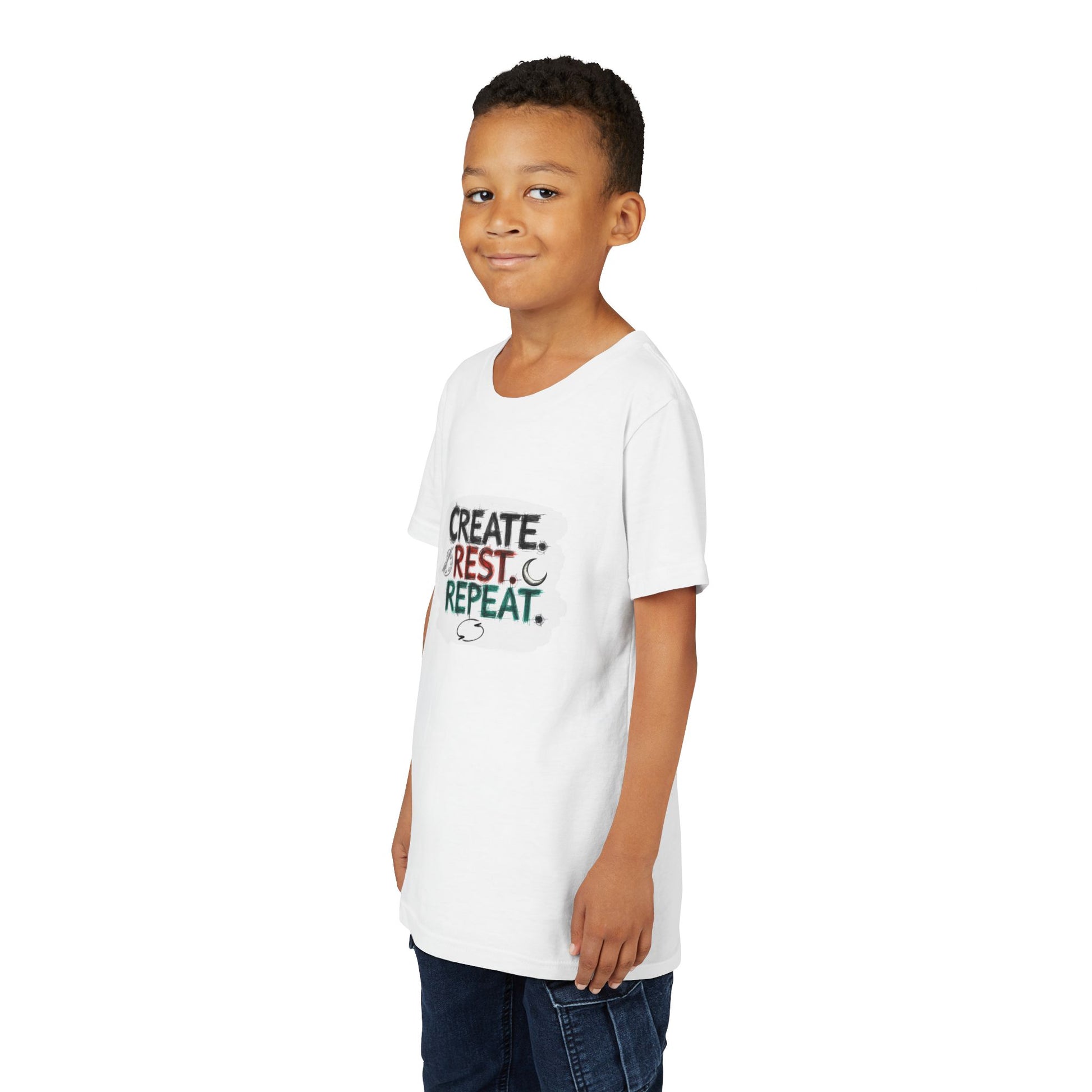 Create. Rest. Repeat. Kids Kwanzaa Shirt | Youth Creativity Tee | Uplifting Holiday Gift for Young Dreamers - You're My Kind of Weird
