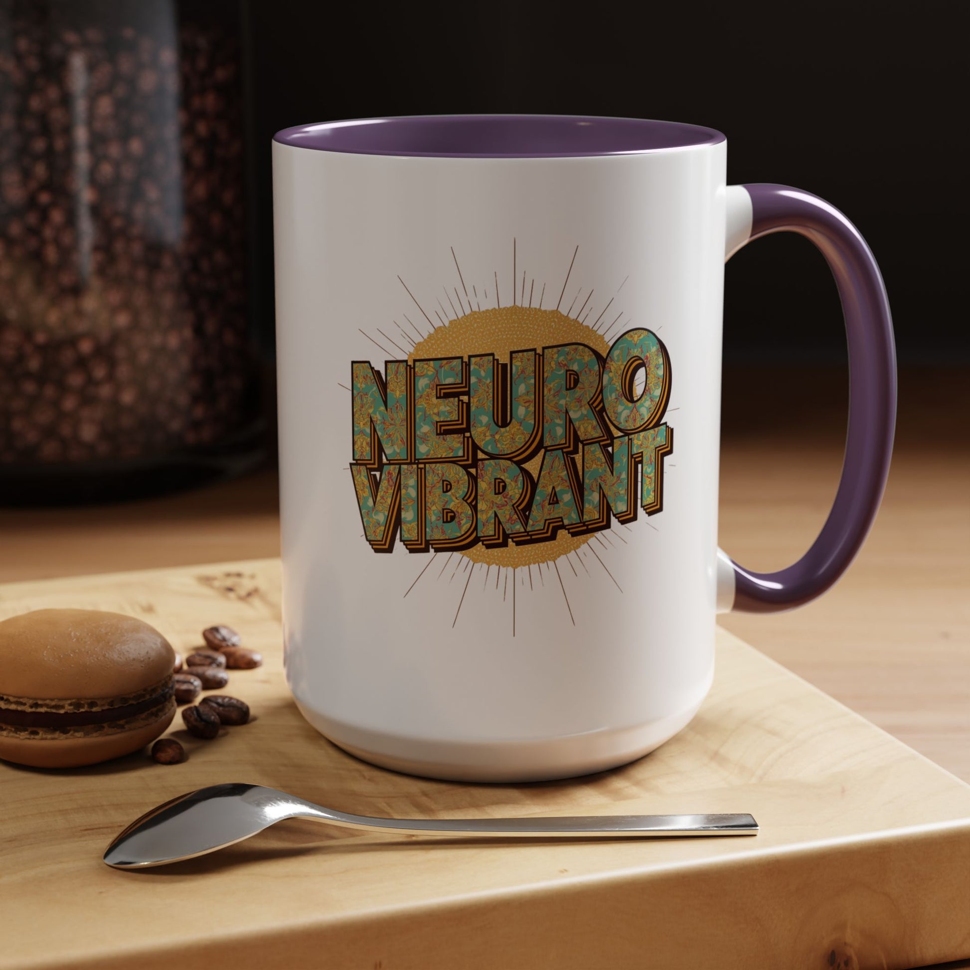 Neuro Vibrant Coffee Mug — Colorful Sunburst Accent Mug (15oz) - You're My Kind of Weird