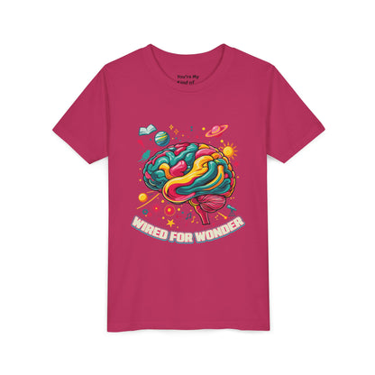 Youth Tee — Colorful Brain Art "Wired for Wonder" Kids T-Shirt - You're My Kind of Weird