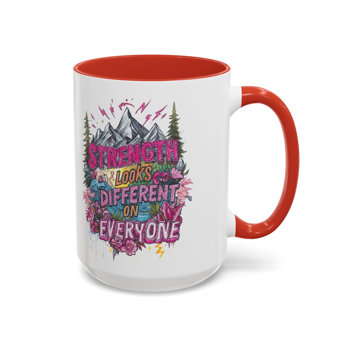 “Strength Looks Different on Everyone” Inspirational Coffee Mug – Breast Cancer Awareness Gift - You're My Kind of Weird