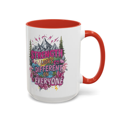 “Strength Looks Different on Everyone” Inspirational Coffee Mug – Breast Cancer Awareness Gift - You're My Kind of Weird