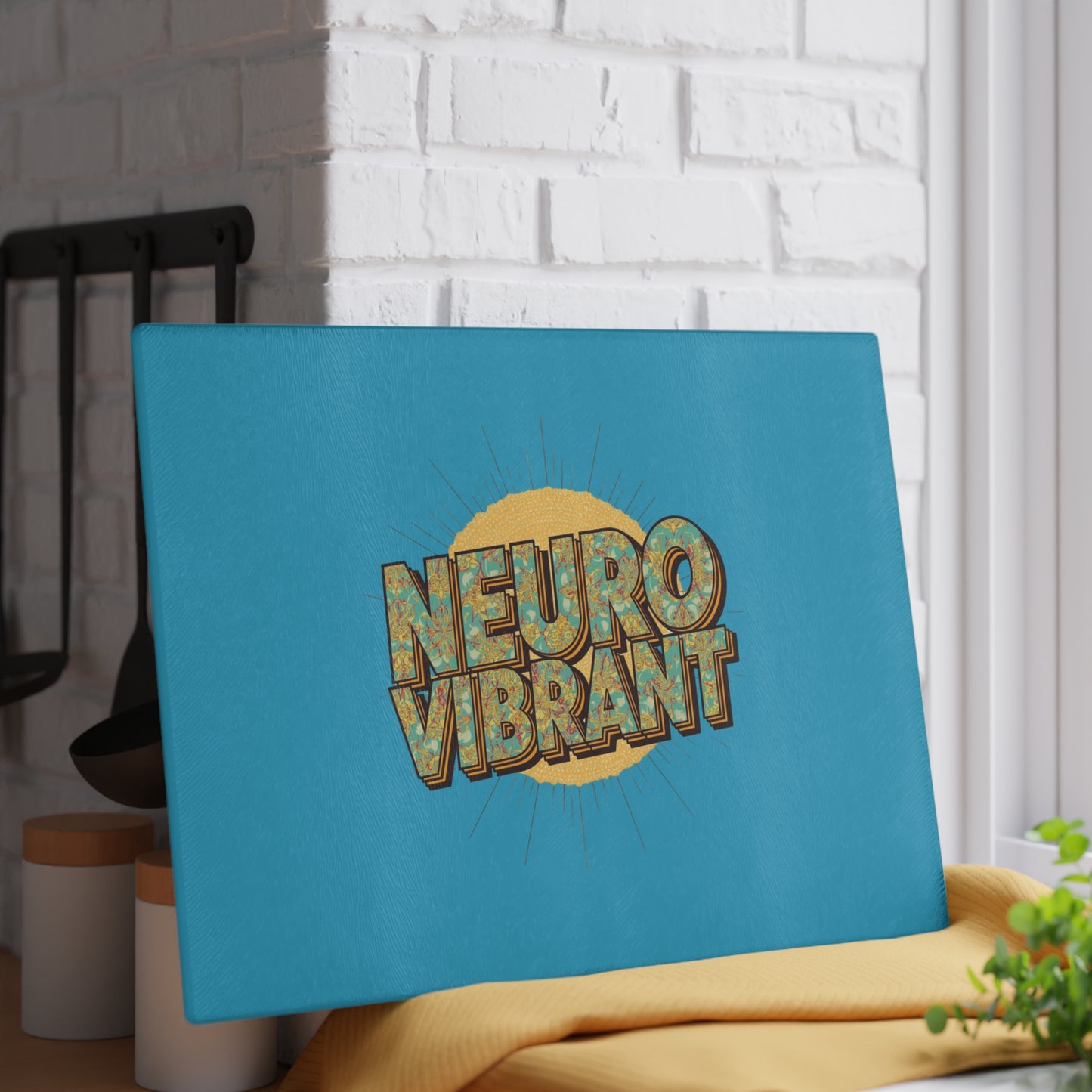NeuroVibrant Glass Cutting Board — Retro Sun Kitchen Board - You're My Kind of Weird