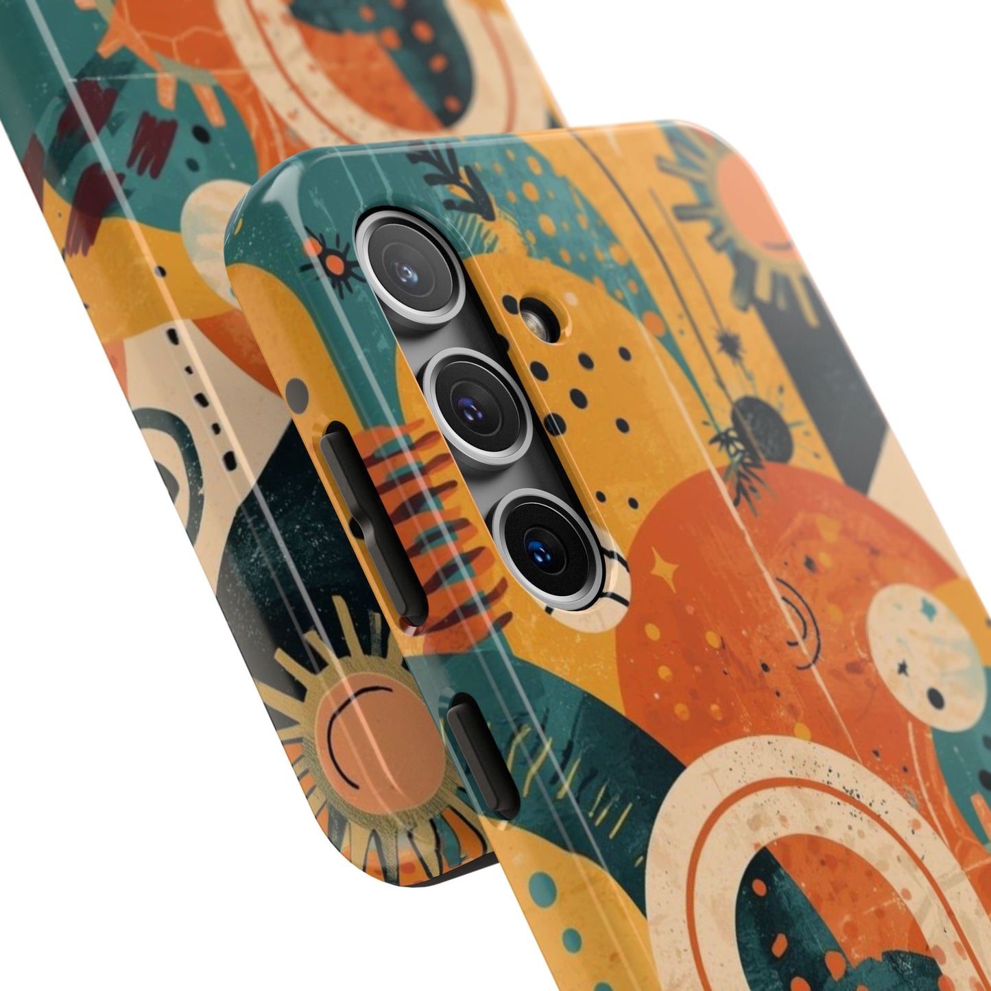 Dopamine Fun Retro Celestial Sun and Moon Samsung Phone Case | Abstract Boho Art - You're My Kind of Weird