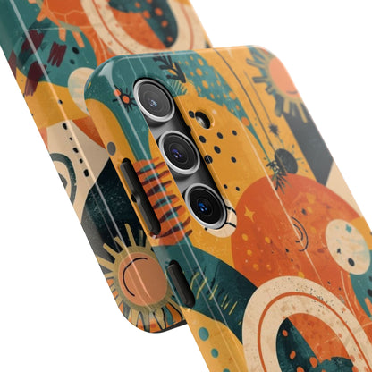 Dopamine Fun Retro Celestial Sun and Moon Samsung Phone Case | Abstract Boho Art - You're My Kind of Weird