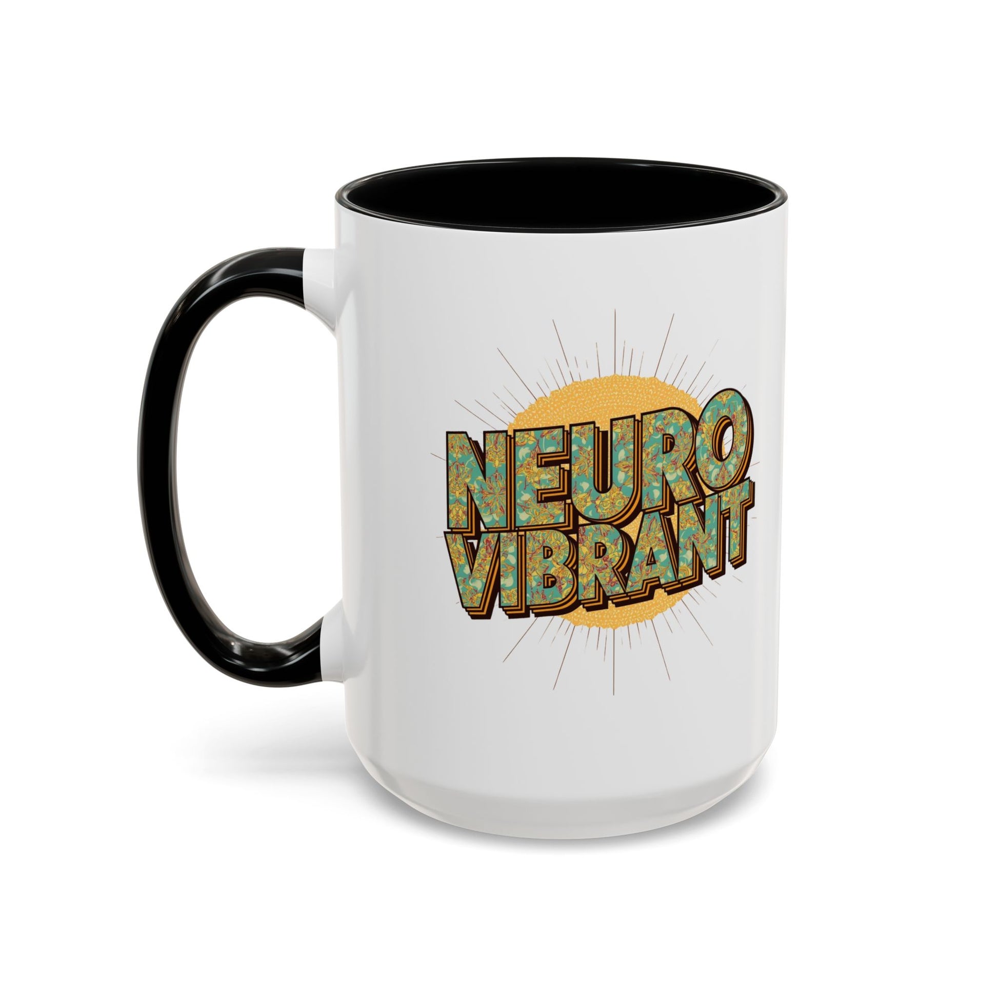Neuro Vibrant Coffee Mug — Colorful Sunburst Accent Mug (15oz) - You're My Kind of Weird