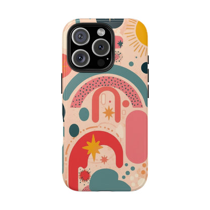 Dopamine Blast Retro Rainbow Pattern i - Phone Case | Abstract Boho Sun Design - You're My Kind of Weird