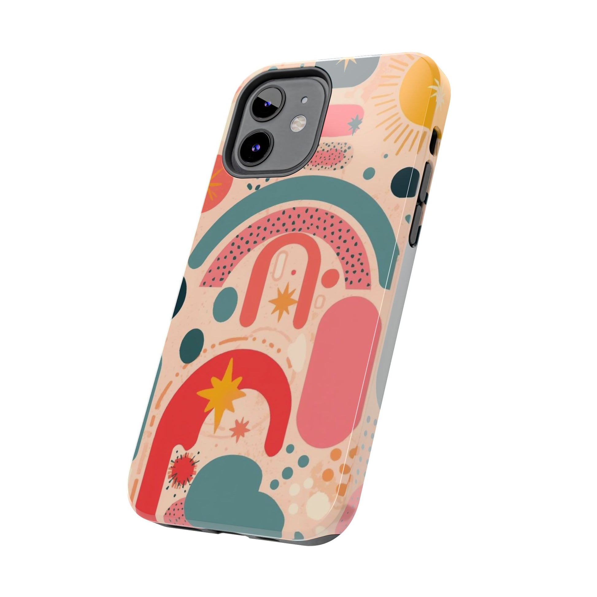 Dopamine Blast Retro Rainbow Pattern i - Phone Case | Abstract Boho Sun Design - You're My Kind of Weird