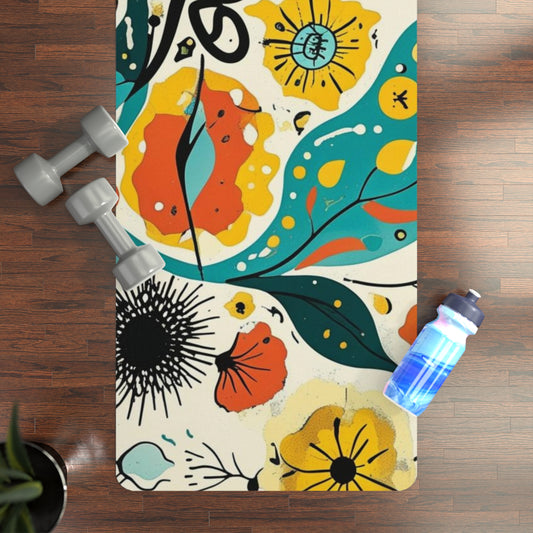 Dopamine Blast Boho Floral Pattern Rubber Yoga Mat | Colorful Wildflower Design - You're My Kind of Weird