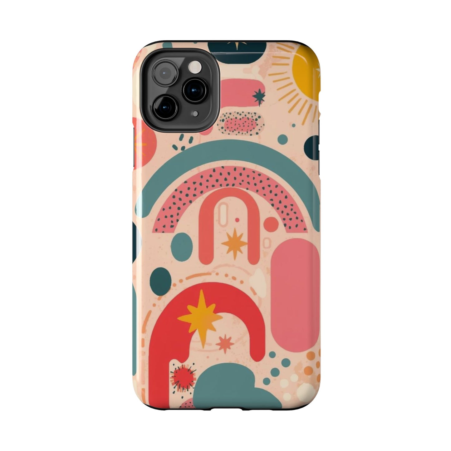 Dopamine Blast Retro Rainbow Pattern i - Phone Case | Abstract Boho Sun Design - You're My Kind of Weird