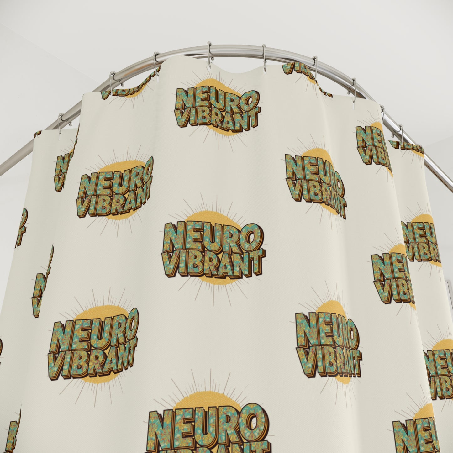 NeuroVibrant Pattern Shower Curtain — Retro Sunburst Bathroom Decor - You're My Kind of Weird