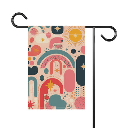 Dopamine Blast Retro Rainbow Sun Abstract Pattern Garden Flag | House Banner - You're My Kind of Weird