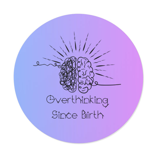 Purple & Blue Overthinking Since Birth Stickers, Fun Brain Art, Whimsical Decals, Gift for Overthinkers, Psychology Lover Decor