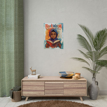 Bookworm with a Side of Sass Poster, Literary Decor, Book Lover Gift, Quirky Wall Art, Reader's Inspiration, Fun Home Decor
