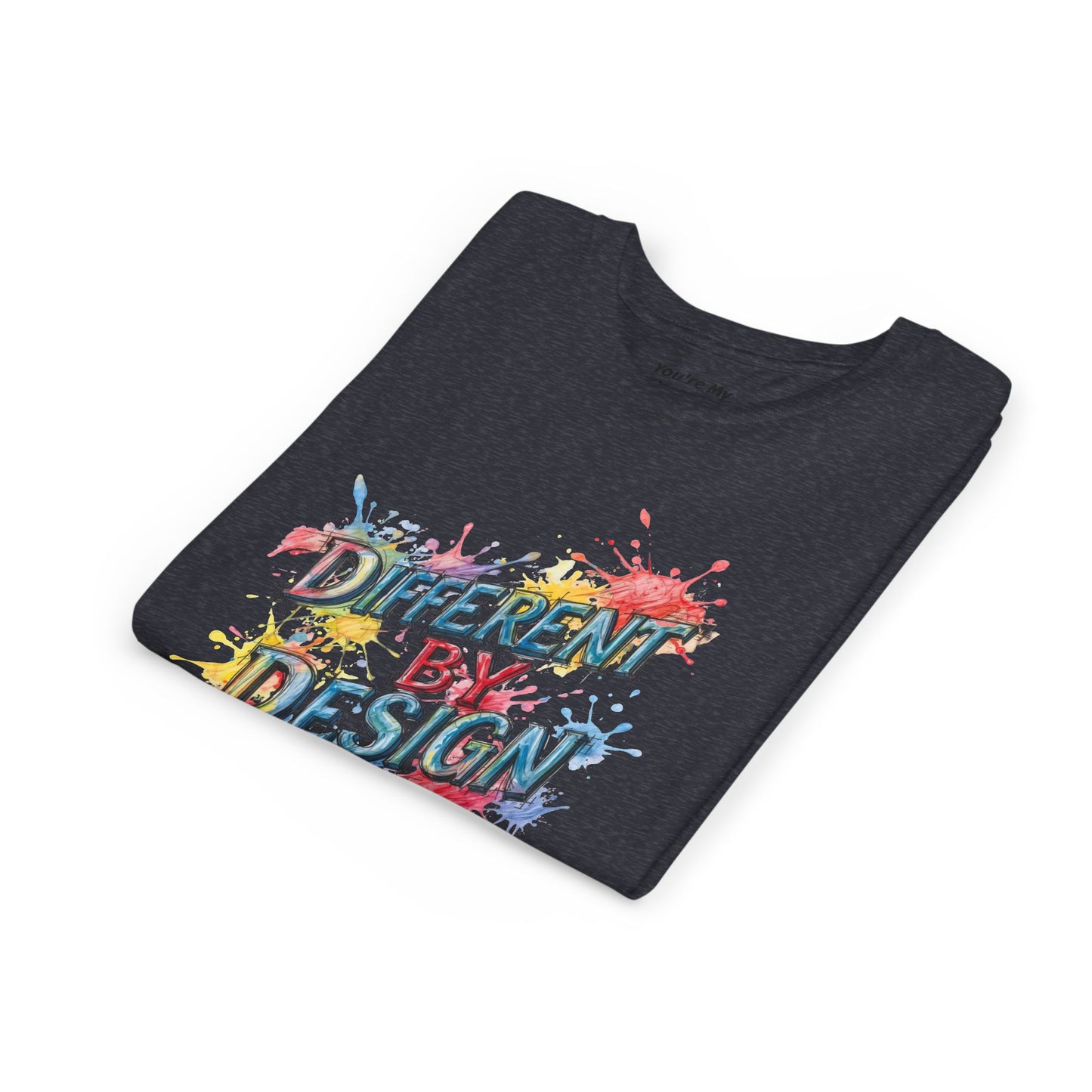 Different by Design Youth Tee - Colorful Graphic Shirt for Kids, Unique Style, Birthday Gift, Fun School Wear, Creative Expression