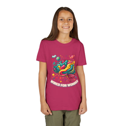 Youth Tee — Colorful Brain Art "Wired for Wonder" Kids T-Shirt - You're My Kind of Weird