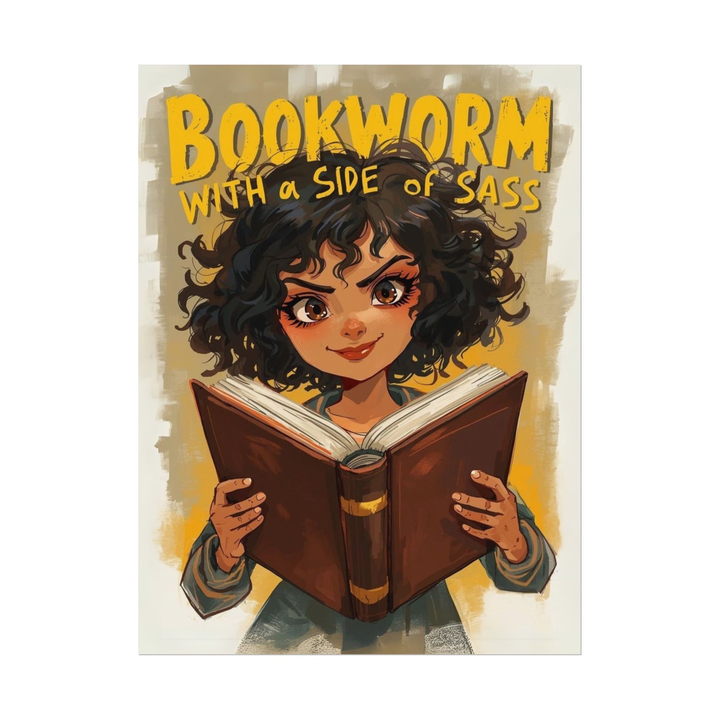 Bookworm with a Side of Sass Poster, Literary Decor, Book Lover Gift, Quirky Wall Art, Reader's Inspiration, Fun Home Decor