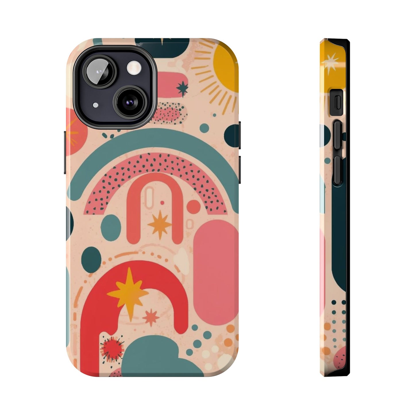 Dopamine Blast Retro Rainbow Pattern i - Phone Case | Abstract Boho Sun Design - You're My Kind of Weird
