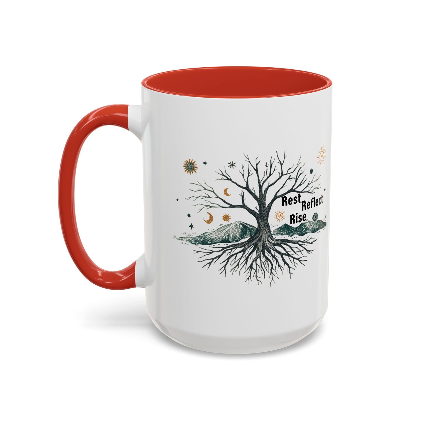 Inspirational Accent Coffee Mug, Motivational Mug, Nature Coffee Cup, Gift for Mindfulness, Rest Reflect Rise Mug - You're My Kind of Weird
