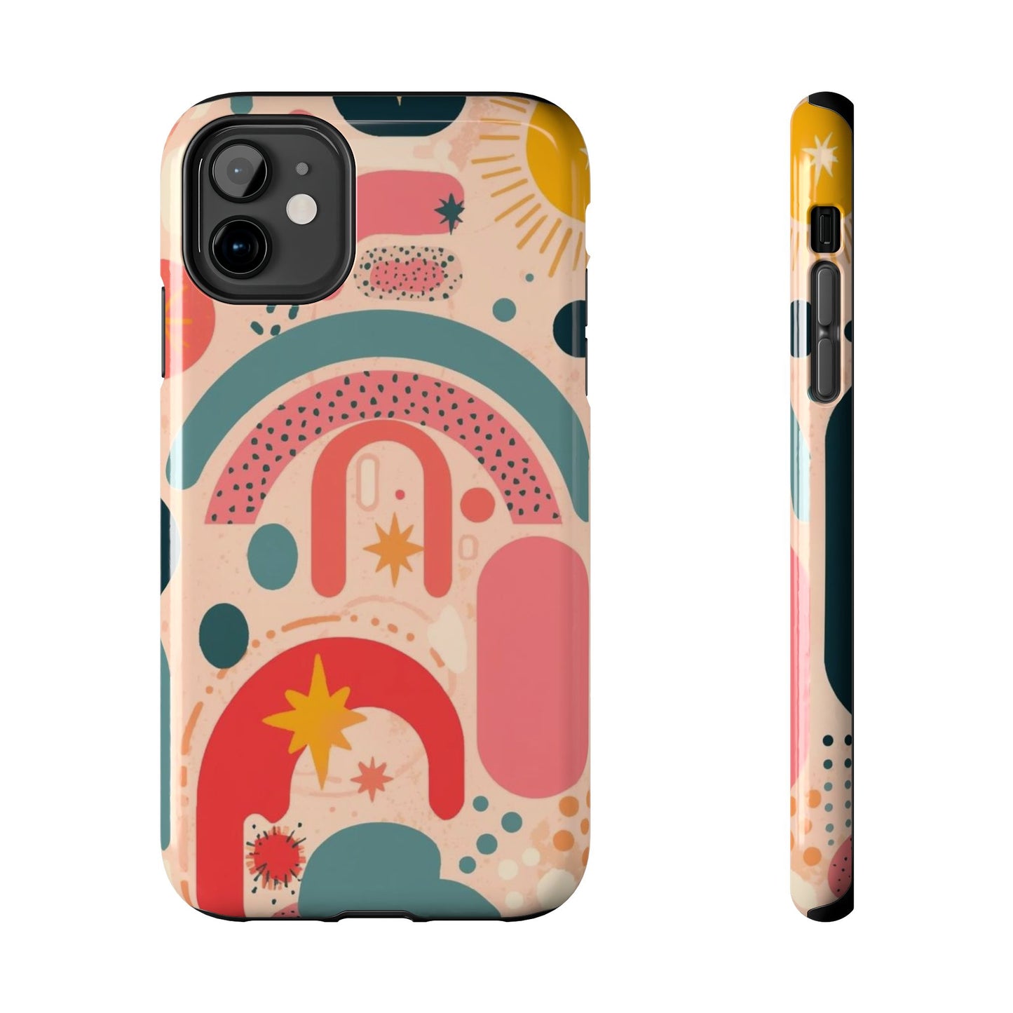 Dopamine Blast Retro Rainbow Pattern i - Phone Case | Abstract Boho Sun Design - You're My Kind of Weird