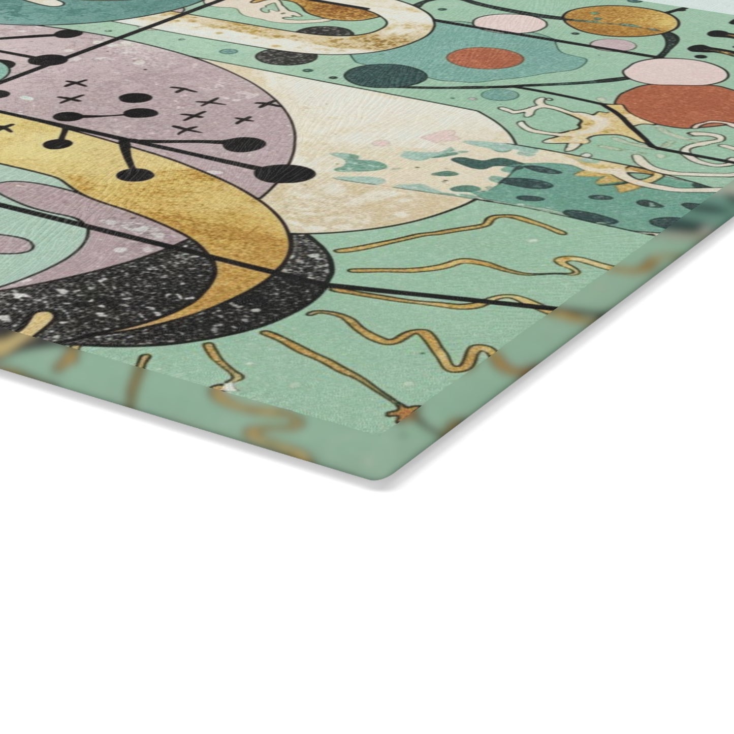 Dopamine Fun Abstract Celestial Illustration Glass Cutting Board | Sun Moon Stars - You're My Kind of Weird