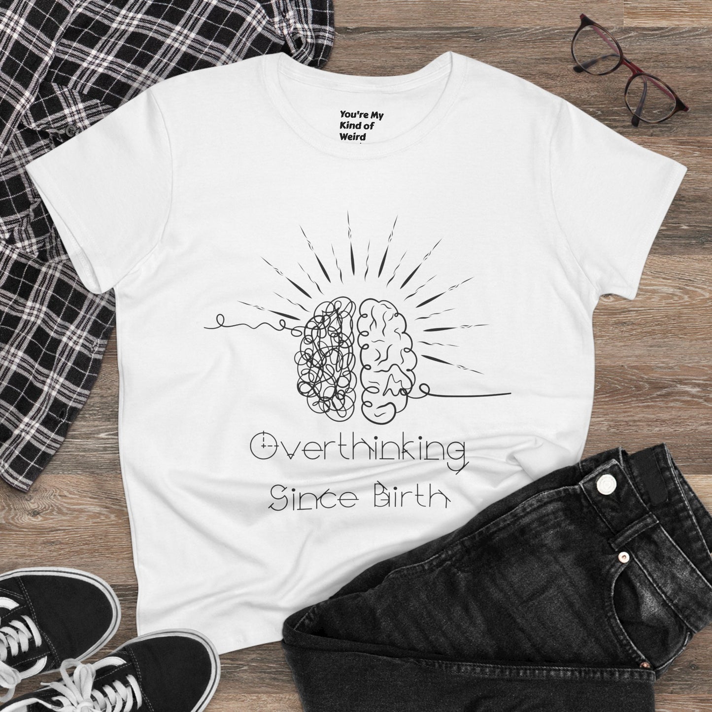 Overthinking Since Birth Tee - Women's Cotton T-Shirt, Gift for Overthinkers, Mental Health Awareness Shirt, Casual Everyday Wear, [...]