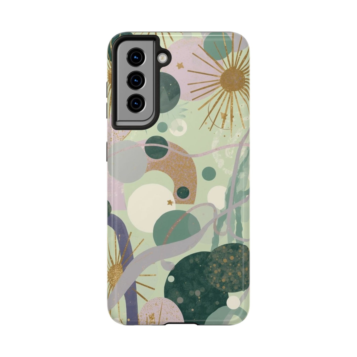 Dopamine Fun Abstract Celestial Pattern Samsung Phone Case | Green Gold Stars - You're My Kind of Weird