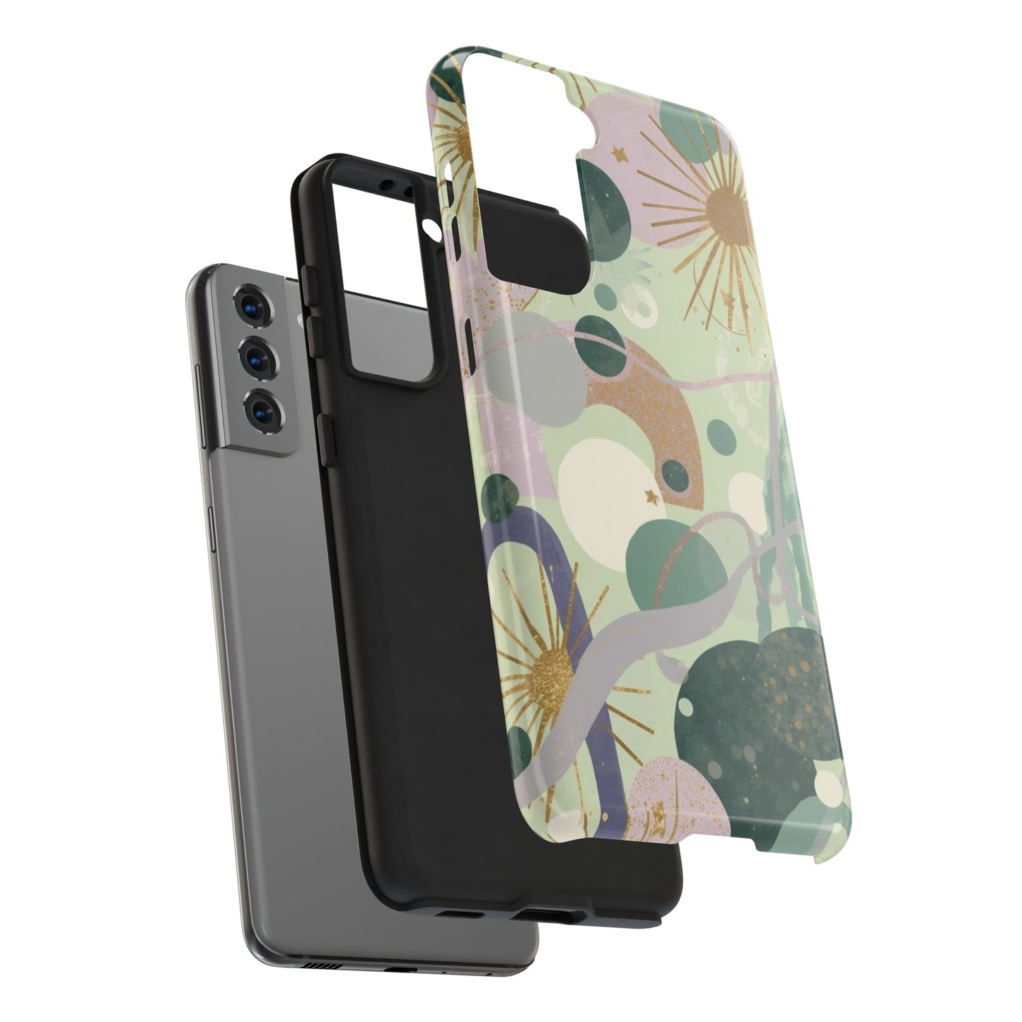 Dopamine Fun Abstract Celestial Pattern Samsung Phone Case | Green Gold Stars - You're My Kind of Weird
