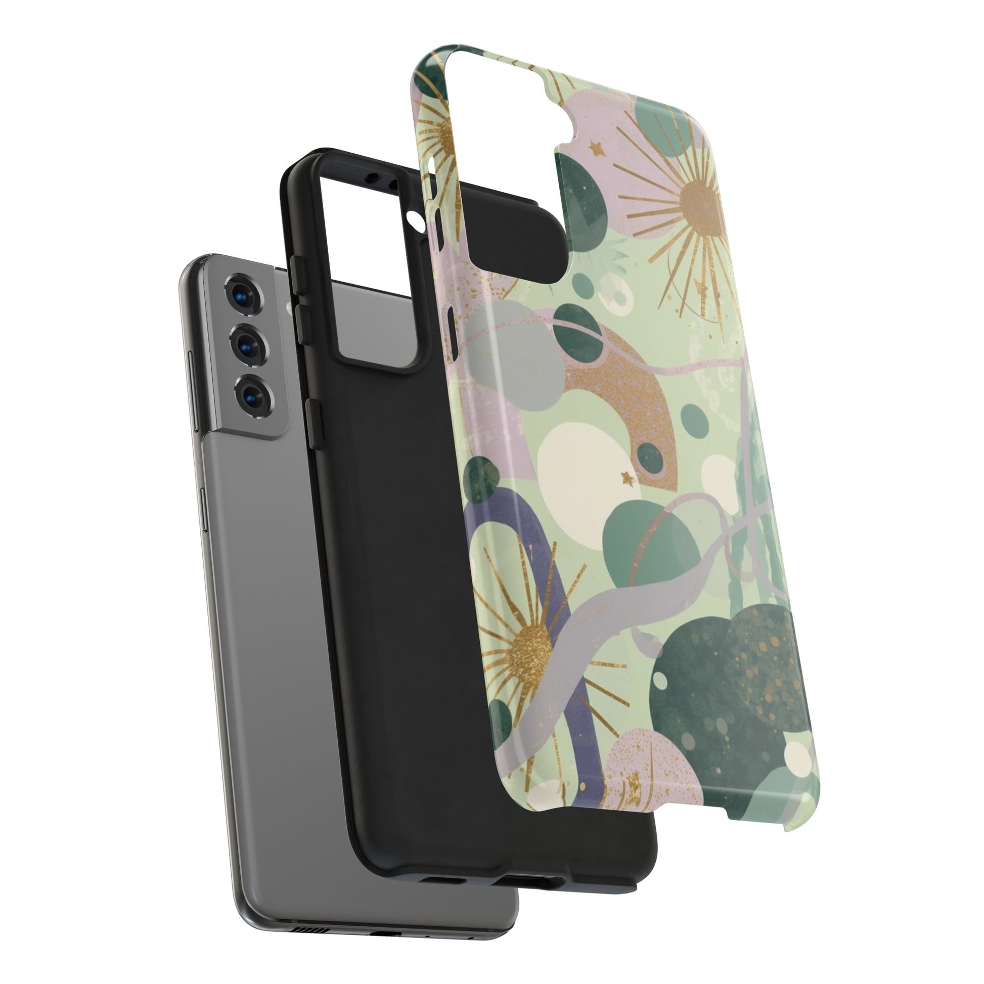 Dopamine Fun Abstract Celestial Pattern Samsung Phone Case | Green Gold Stars - You're My Kind of Weird