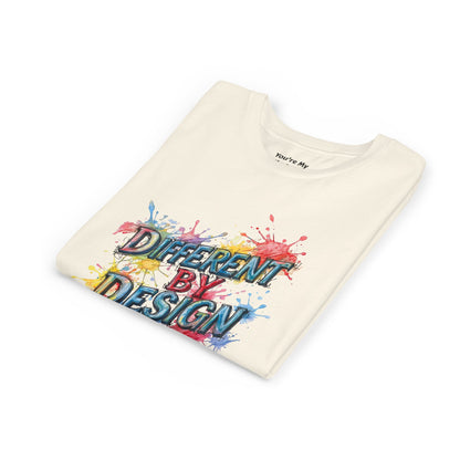 Different by Design Youth Tee - Colorful Graphic Shirt for Kids, Unique Style, Birthday Gift, Fun School Wear, Creative Expression