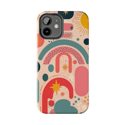 Dopamine Blast Retro Rainbow Pattern i - Phone Case | Abstract Boho Sun Design - You're My Kind of Weird