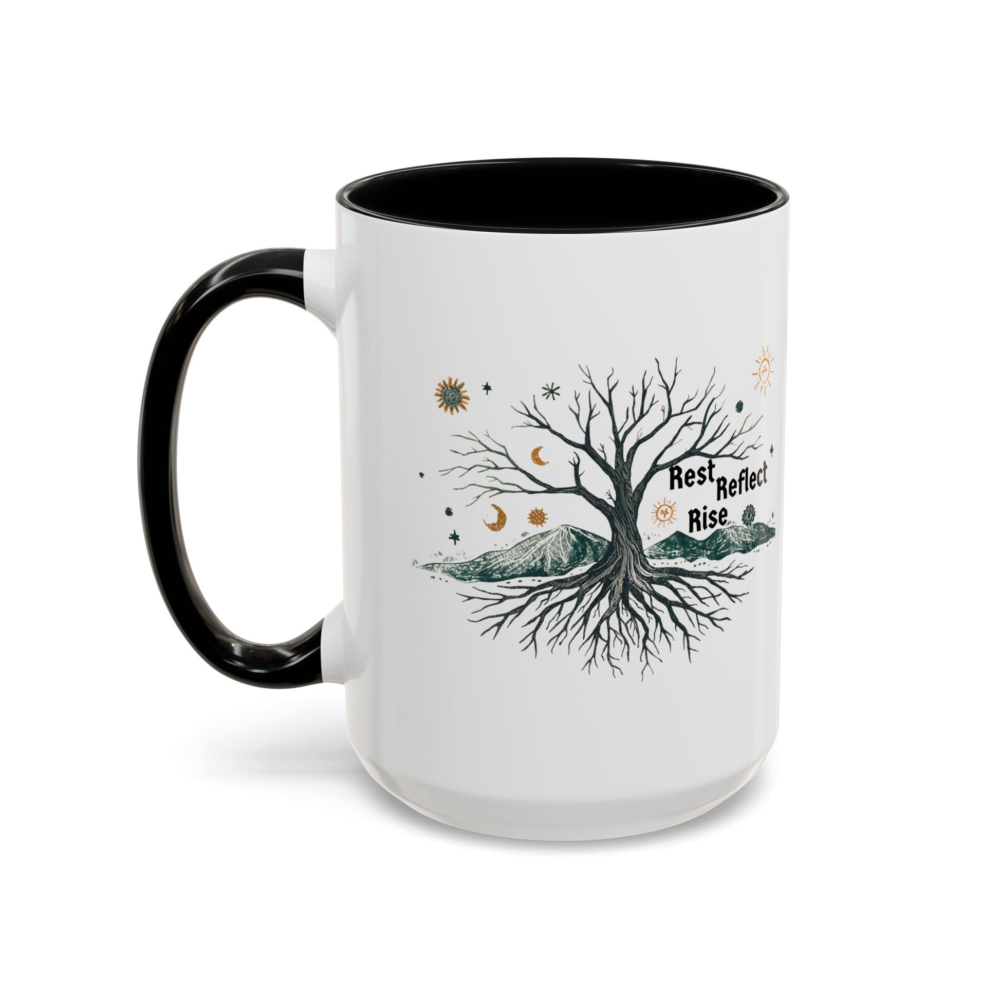 Inspirational Accent Coffee Mug, Motivational Mug, Nature Coffee Cup, Gift for Mindfulness, Rest Reflect Rise Mug - You're My Kind of Weird