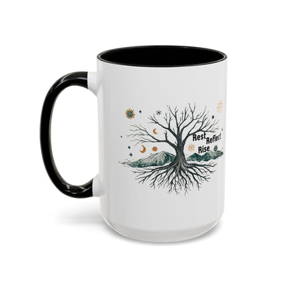 Inspirational Accent Coffee Mug, Motivational Mug, Nature Coffee Cup, Gift for Mindfulness, Rest Reflect Rise Mug - You're My Kind of Weird
