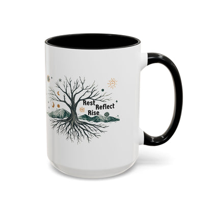 Inspirational Accent Coffee Mug, Motivational Mug, Nature Coffee Cup, Gift for Mindfulness, Rest Reflect Rise Mug - You're My Kind of Weird