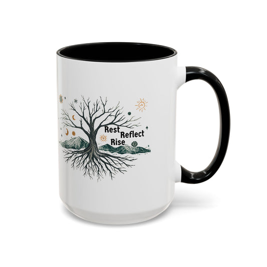Inspirational Accent Coffee Mug, Motivational Mug, Nature Coffee Cup, Gift for Mindfulness, Rest Reflect Rise Mug - You're My Kind of Weird