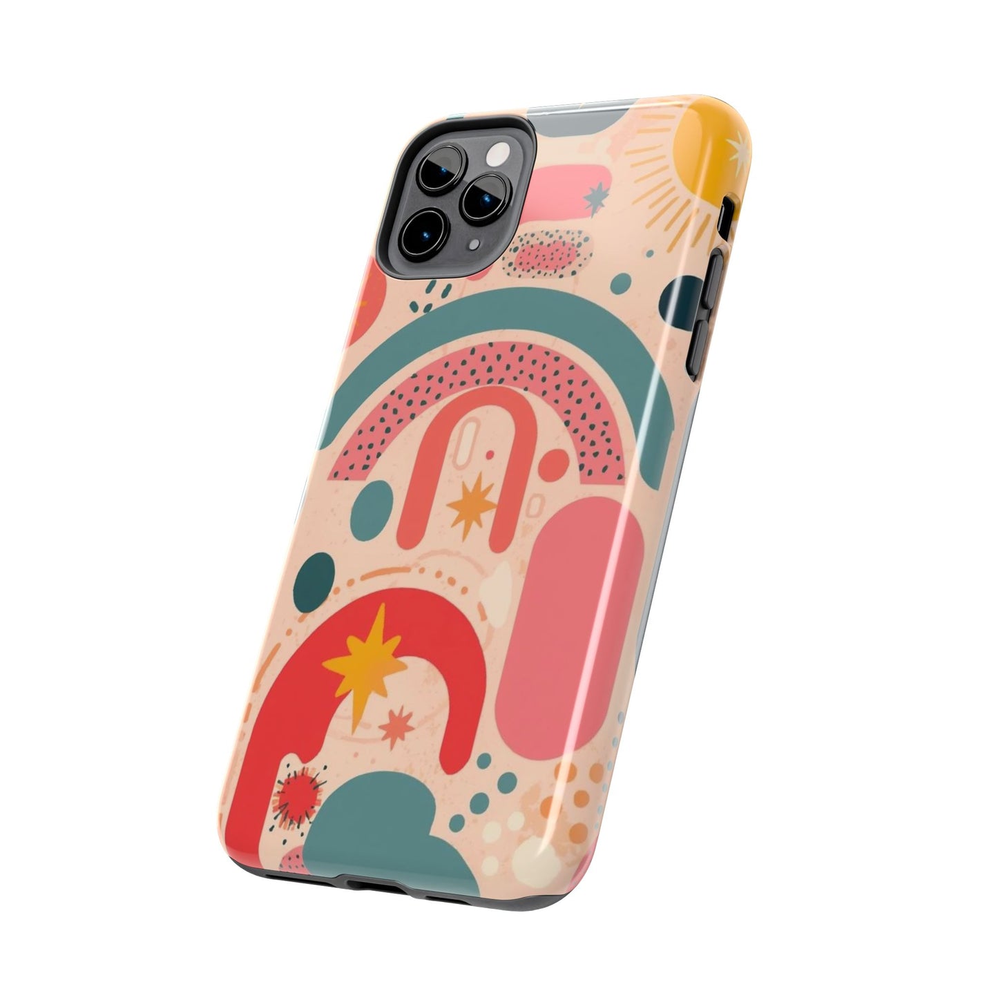 Dopamine Blast Retro Rainbow Pattern i - Phone Case | Abstract Boho Sun Design - You're My Kind of Weird