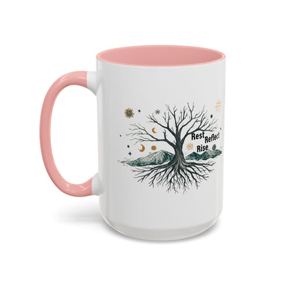 Inspirational Accent Coffee Mug, Motivational Mug, Nature Coffee Cup, Gift for Mindfulness, Rest Reflect Rise Mug - You're My Kind of Weird