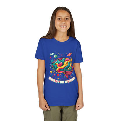 Youth Tee — Colorful Brain Art "Wired for Wonder" Kids T-Shirt - You're My Kind of Weird