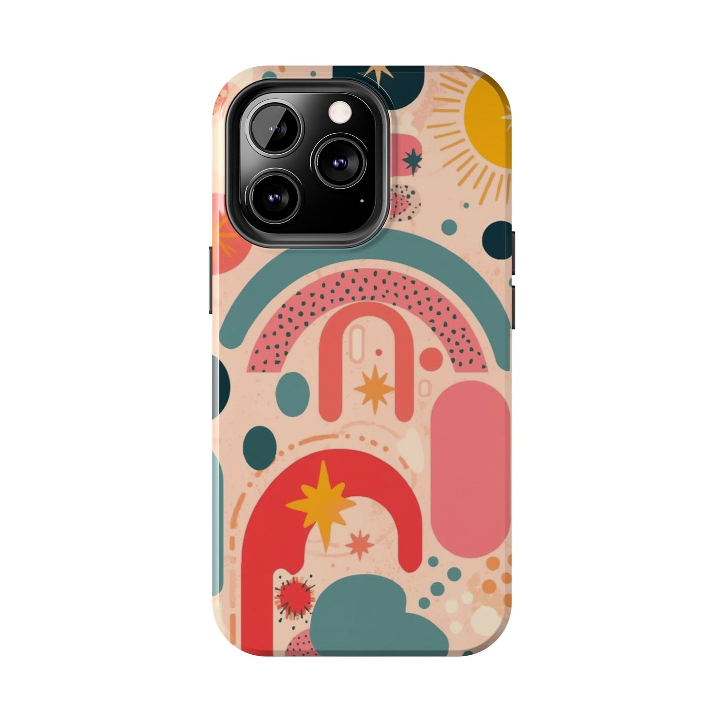 Dopamine Blast Retro Rainbow Pattern i - Phone Case | Abstract Boho Sun Design - You're My Kind of Weird