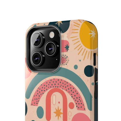 Dopamine Blast Retro Rainbow Pattern i - Phone Case | Abstract Boho Sun Design - You're My Kind of Weird