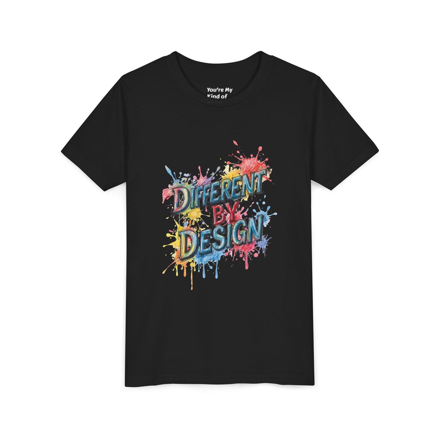 Different by Design Youth Tee - Colorful Graphic Shirt for Kids, Unique Style, Birthday Gift, Fun School Wear, Creative Expression