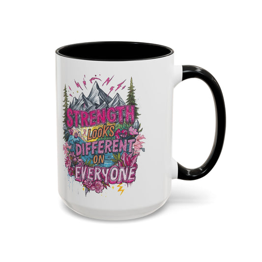 “Strength Looks Different on Everyone” Inspirational Coffee Mug – Breast Cancer Awareness Gift - You're My Kind of Weird