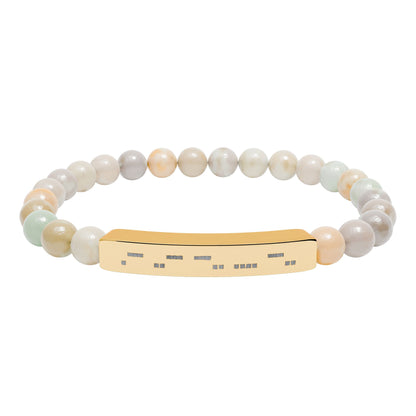 AuDHD Morse Code Bracelet | Natural Stone Stretch Bracelet | Neurodiverse Jewelry - You're My Kind of Weird